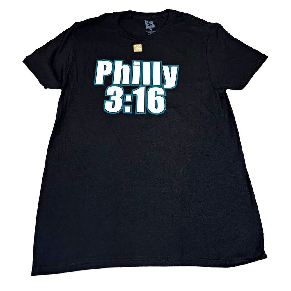 NWT Stone Cold X Philadelphia 3:16 Double Sided Black Shirt WWE Size M WWF Skull